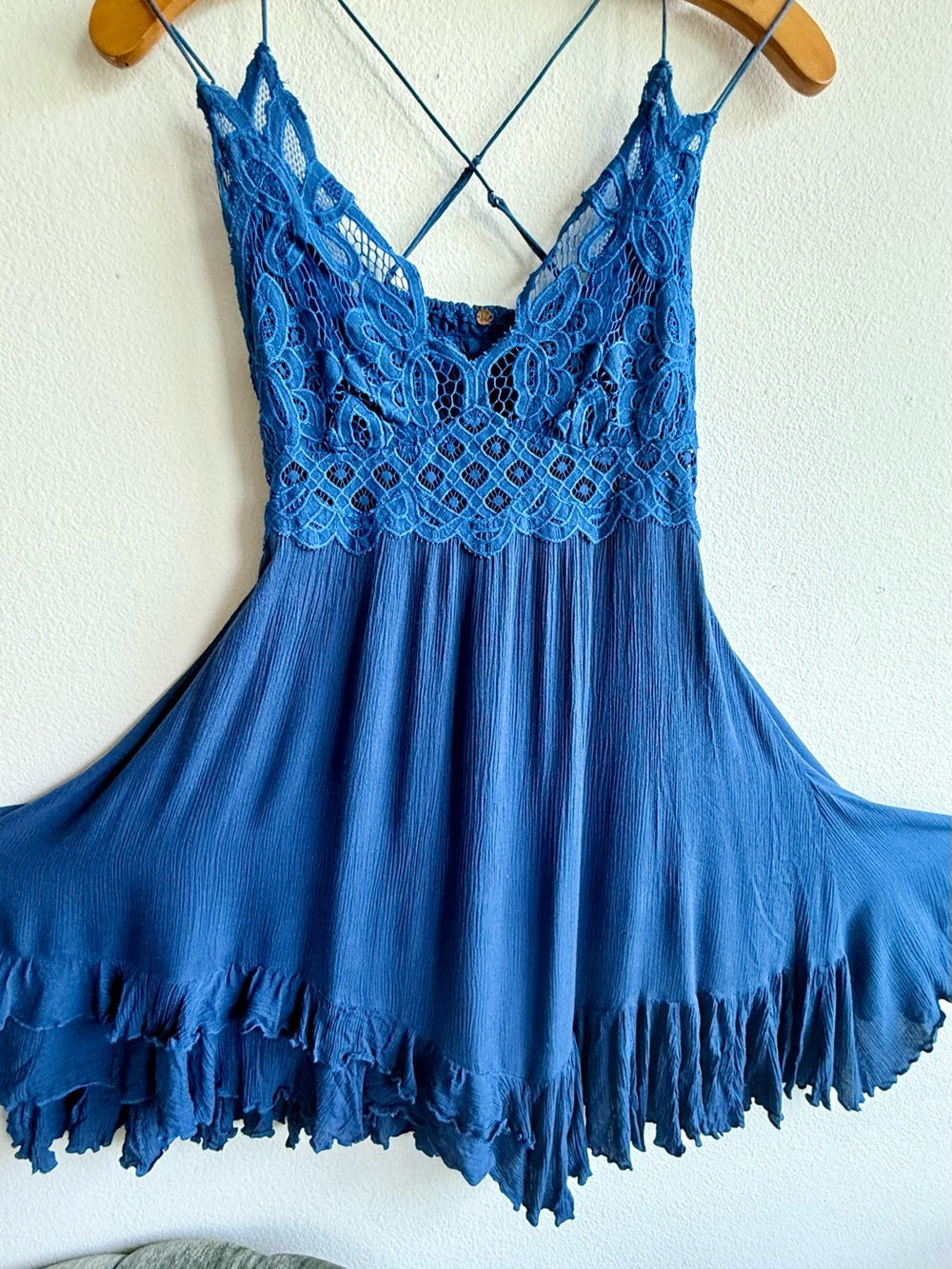 Free People FP One Adela Slip Dress Small Ruffle Lace Mini
